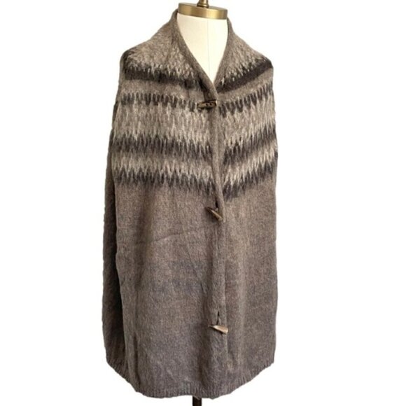 🛑 Anthropologie Elsamanda Fair Isle Mohair Sweater Cape - S/M 🇮🇹 - Picture 2 of 10